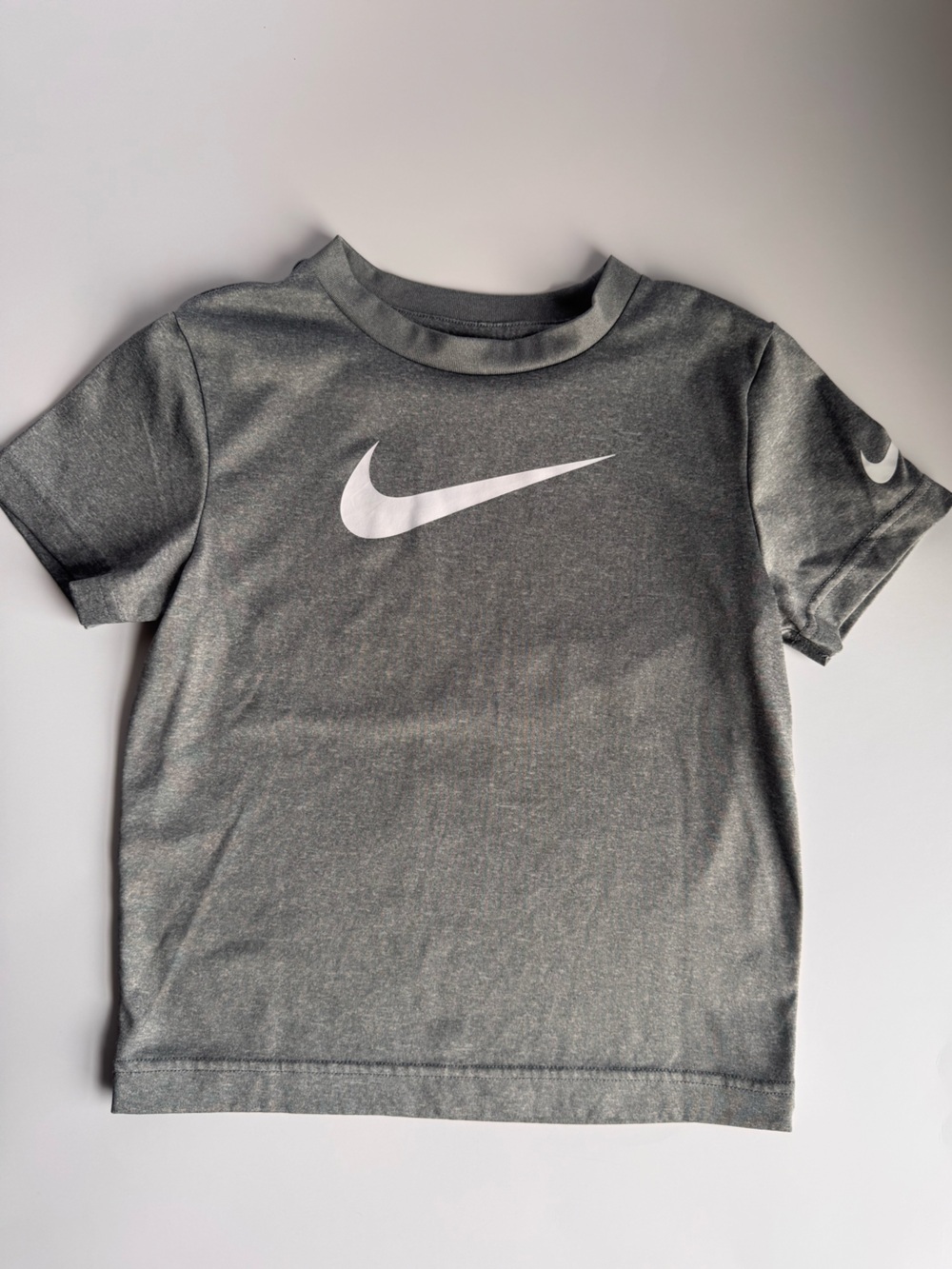 Nike Gray Dri-FIT Tee with White Swoosh - Kids